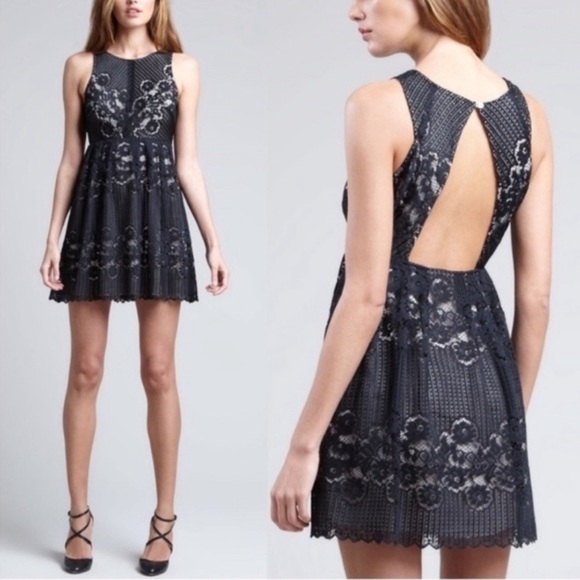 Free People Dresses & Skirts - FREE PEOPLE Rocco Black Lace Open Back Mini Dress, Size 6
